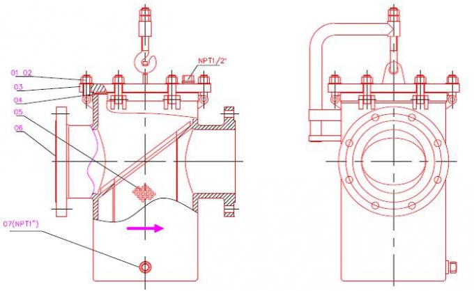 Schneller Öffnungs-Davit-Arm-Simplexkorb-Sieb-Zeichnung