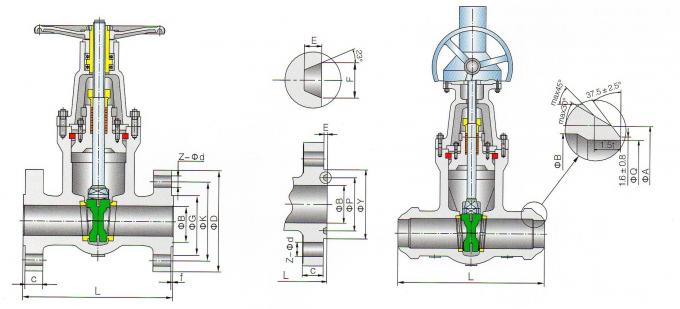 Druck-Dichtungs-Form-Stahl-Schieber bemisst Zeichnung für 1500LB-2500LB